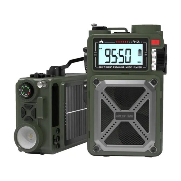 پاوربانک خورشیدی و اسپیکر بلوتوث و رادیو گرین لاین Green Lion Vintage Solar Pro Radio